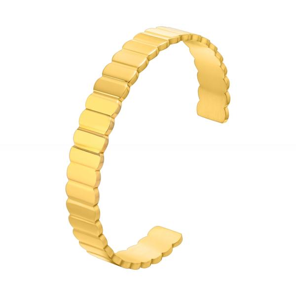 Brazalete de brazalete de acero inoxidable abierto y ajustable estilo de banda vertical para hombres mujeres