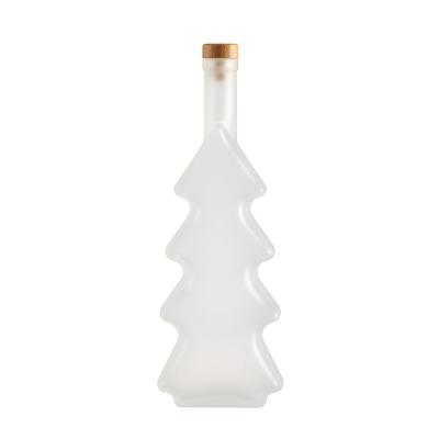 Garrafas de vidro congelado em forma de árvore de Natal de 500 ml para vinho Vodka Bebidas e design