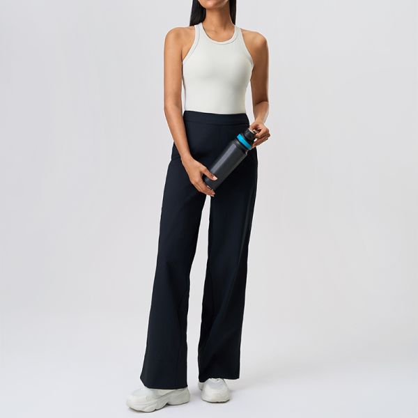 High Waisted Wide Leg Yoga Pants Lightweight Quick Dry Dark Gray Loose Fit