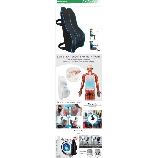 Modern Style Office Chair Lumbar Support Cushion Relieve Back Pain and Improve Posture