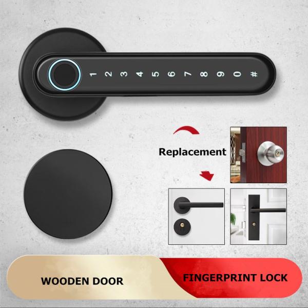TT Lock APP Fingerprint Lock Bluetooth Smart Lock Digital Electronic Lock Keyless Door Lock Handle Цинковая черная ручка