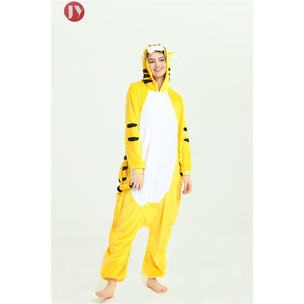 Unisex Adult Tiger Onesie Pajamas Soft Warm Flannel Yellow Tiger Custom Logo
