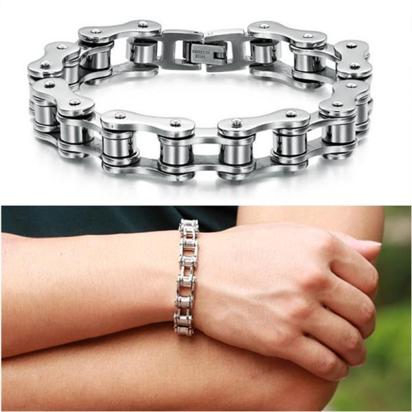 Fashion Jewellery Men Charm 316L Stainless Steel Bracelet, Locomotive chain bracelet silver color