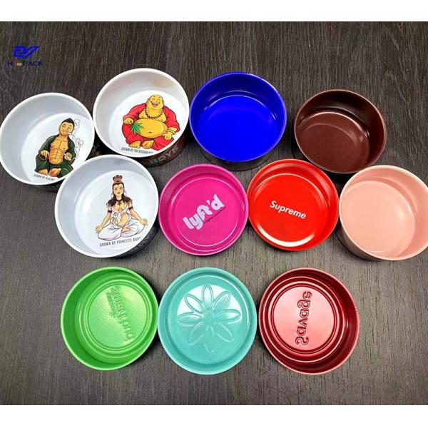 Fabrica de buena calidad impresión directa de lata de hierba envasado forma redonda con tapa (Y)