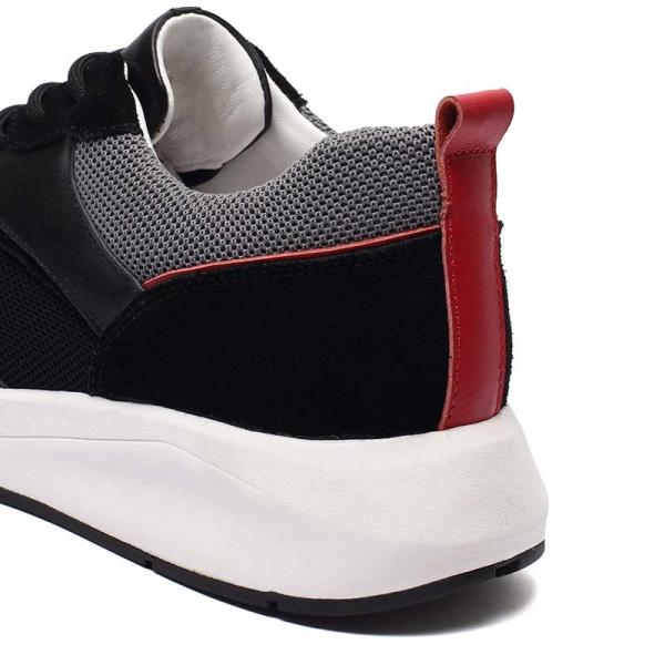 Pigskin Lining Euro 39 Size Anti Skid Leather Sneakers Black Grey