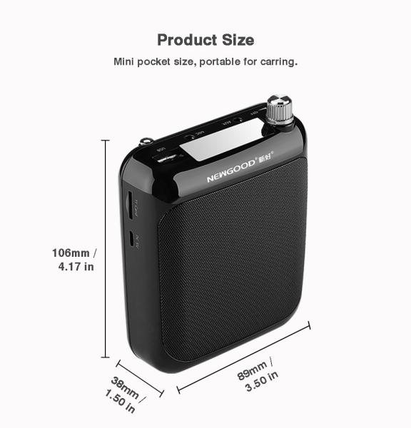 Voice prompt on off UHF Wireless Portable Heaset Microphone Clip Black Hook Professional Voice Amplifier Speakers