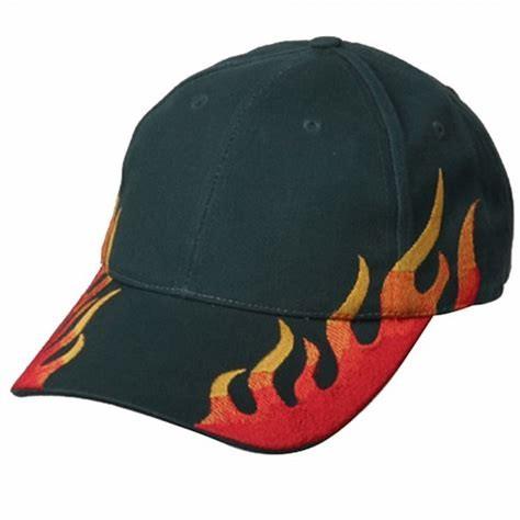 Velcro Closure Casual Baseball Caps Heavy Brushed Cotton Liquid Chrome Metal Flame Peak