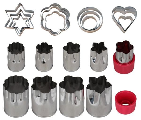 Stainless Steel Vegetable Cutter Shapes Set (20pcs) Vegetable Fruit Cookie Cutter Mold - Cute for Fun Food