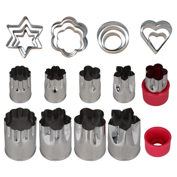 Stainless Steel Vegetable Cutter Shapes Set (20pcs) Vegetable Fruit Cookie Cutter Mold - Cute for Fun Food