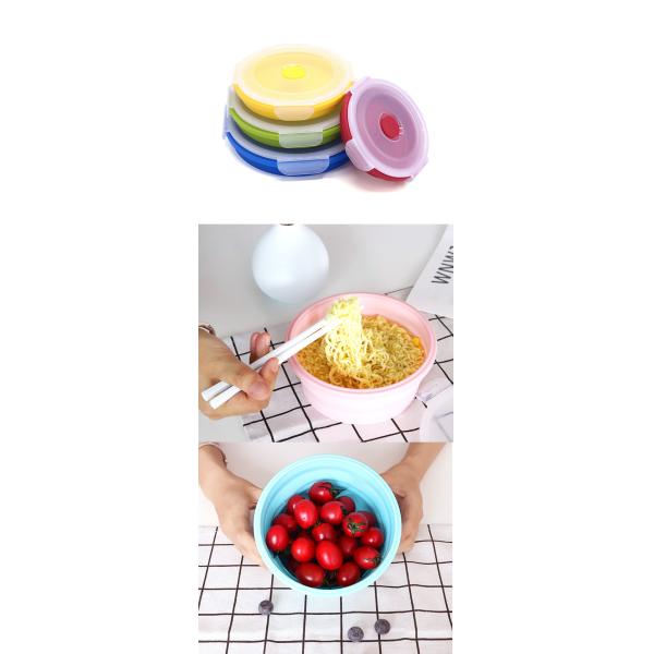 Коробка бенто силикона OEM Microwavable складная с воздухонепроницаемой крышкой