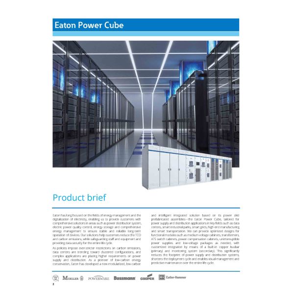 400KVA Eaton Power Cube with Pure Sine Wave Output and 97.3% Efficiency for Data Centers