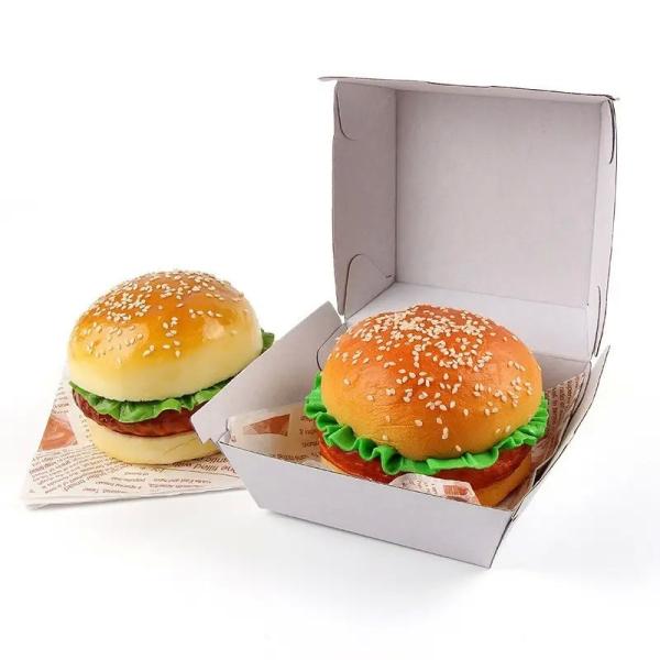 Foldable cardboard food grade burger packaging box wholesale custom logo fast food box