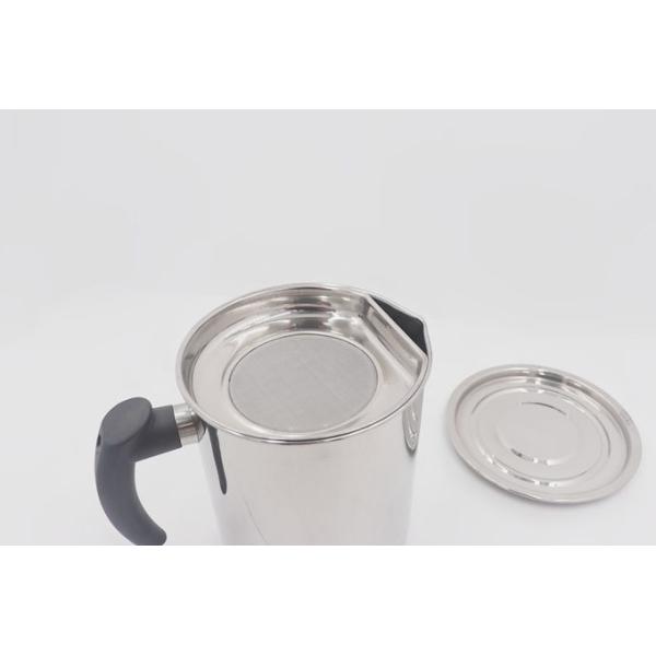 1.3L Kitchenware stainless steel oil strainer pot with lid round shape grease container