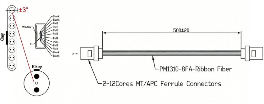High Density Polarization Maintaining MT MPO Fiber Optic Assembly 8F / 12F / 16F