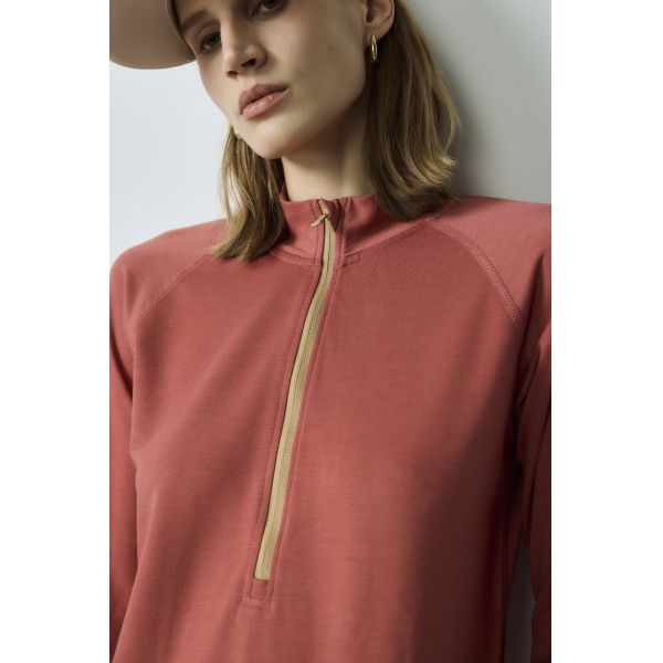 Modal Elastane Burgundy Sweatshirt Stretch Knit Zip Up Hoodie Half Zip Mock Neck Set