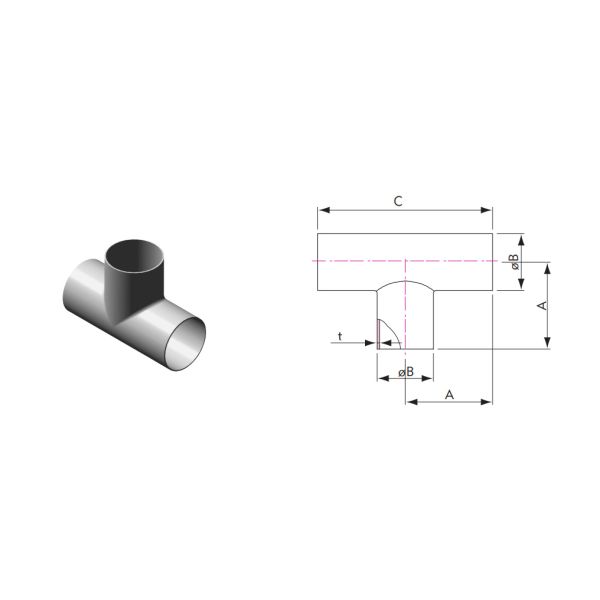 BA Or Blasting Surface Treatment Vacuum Tee For Vacuum System