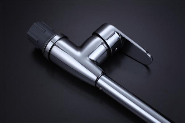 Contemporary Kitchen Sink Faucets , Cold Hot Single Handle Stainless Steel Faucet