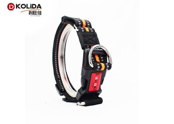 PU Leather Adjustable Dog Collar Nylon Material 150g With Black Color