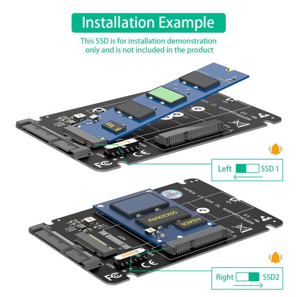 2 в 1 комбинировать M.2 NGFF Ключ B & MSATA SSD к SATA3 адаптер LED указывает состояние питания