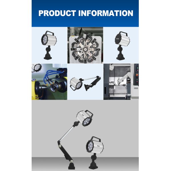 Lámpara de trabajo de cuello de cisne a prueba de explosiones, luz de trabajo LED impermeable para máquinas, brazo largo 24V 110V 220V