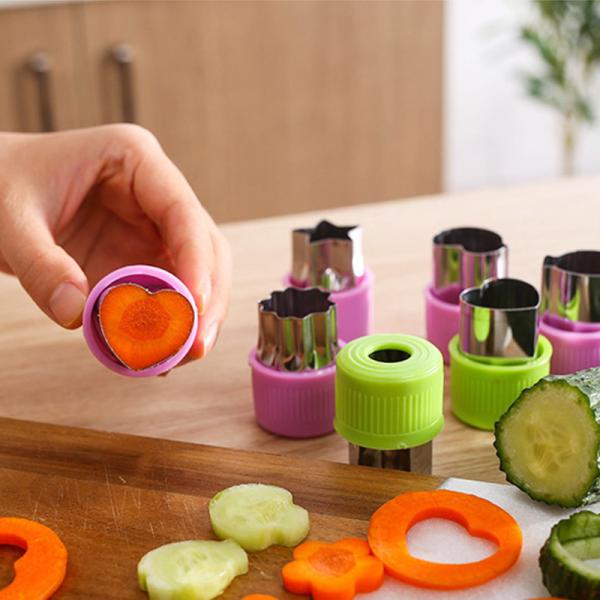 9 Pieces Kids Cartoon Mini Animals Shapes Fruit And Cookie Stamps Mold Vegetable Cutter Set