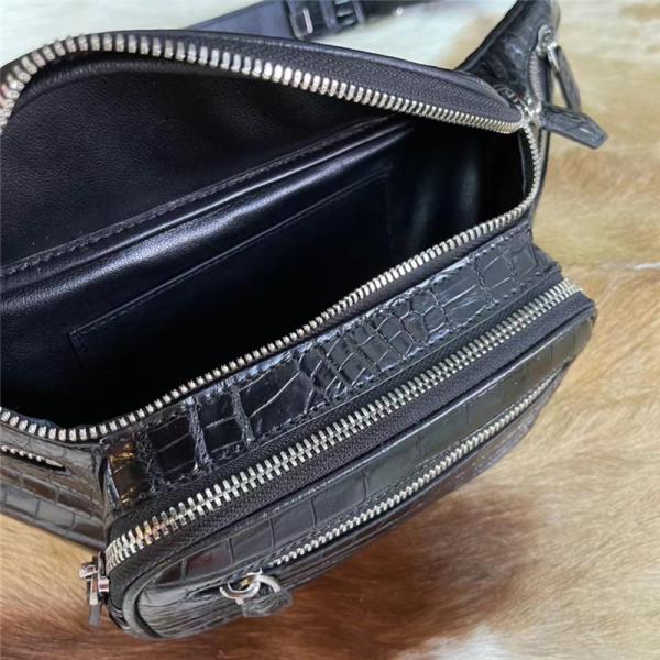 Casual Style Authentic Alligator Skin Men's Small Waist Packs Exotic Genuine Crocodile Leather Male Travel Chest Bag