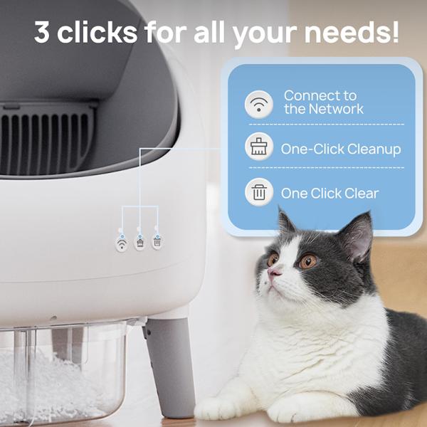 Litière automatique pour animaux de compagnie extra large, toilettes pour animaux de compagnie autonettoyantes avec capteur