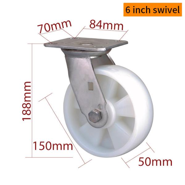 EDL 6 pulgadas rueda de rueda de acero inoxidable construida para uso pesado con material TPA y carga de 420 kg S716P-25