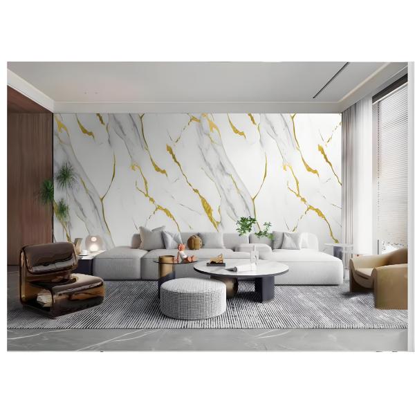 High Glossy Waterproof Uv Coated Marble Wall Panel For Interior Wall