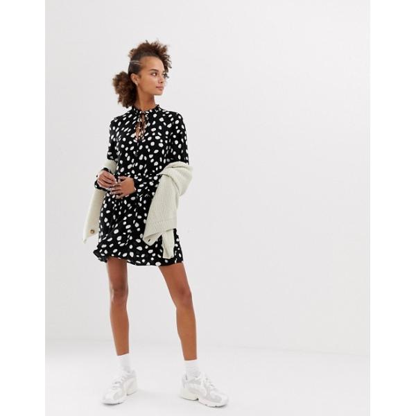 OEM new design long sleeve spot print mini smock dress for girls