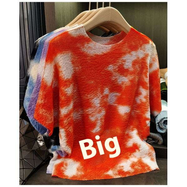 Women's Summer Elegant and Versatile Short-Sleeved T-Shirt Tops Casual Tie-Dye with Slimming Loose Fit