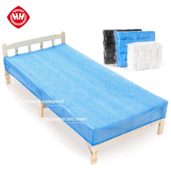 Hubei Haixin Breathable Waterproof White Fitted Flat Sheet 2/3 Ply Non-woven Disposable Bed Sheet Wholesale Massage Table Sheet