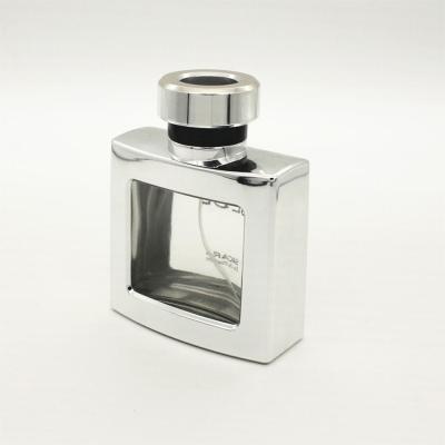 Botellas de perfume decorativas de la capa ultravioleta cuadrada con el rociador de la bomba recargable