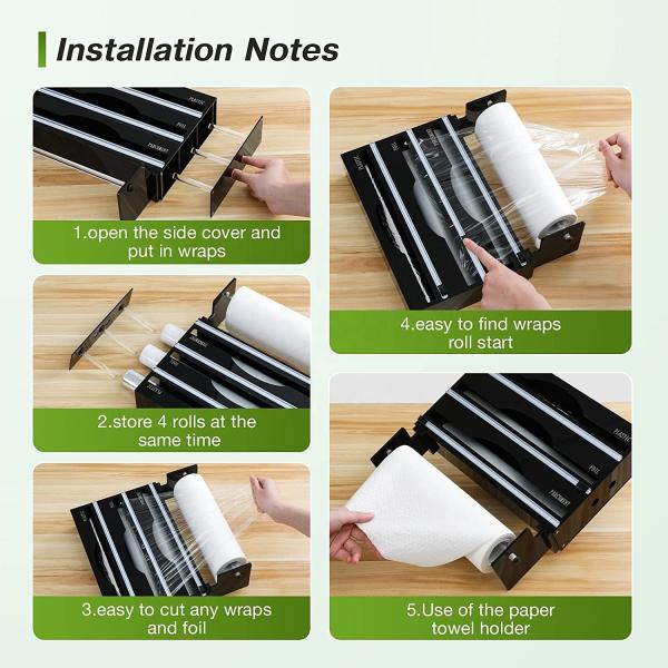 4 In 1 Plastic Acrylic Wrap Dispenser Plastic Slide Cutter Foil Home Display Stand