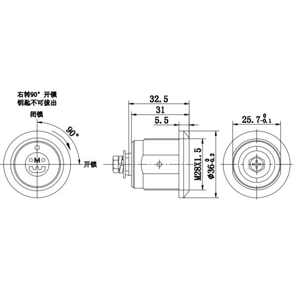 Widely Use Radial Pin Tumbler Lock D36mm * L25.5mm A3 Iron Housing