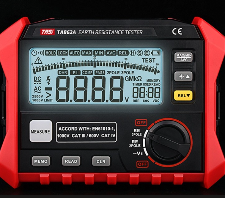 TASI TA862A Ground Resistor Tester Grounding Voltage Measurement High Precision 