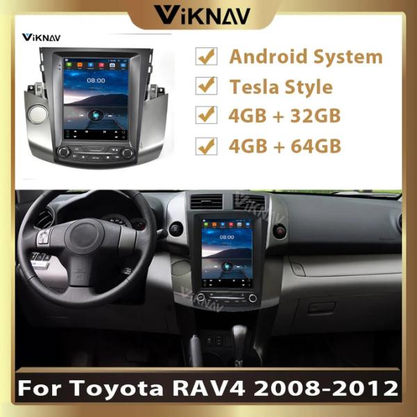 10.4 дюймовый Android сенсорный экран Автомобильное радио Для 2008-2012Toyota Rav4 Мультимедийный плеер Навигация 4G Беспроводное Carplay