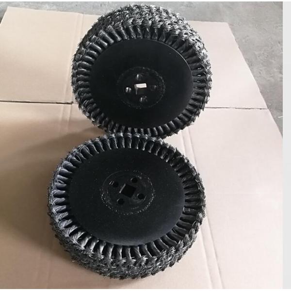 Three Layer Square Hole Braided Wire Brushes 9 Inch OD For Tube Rust Removal