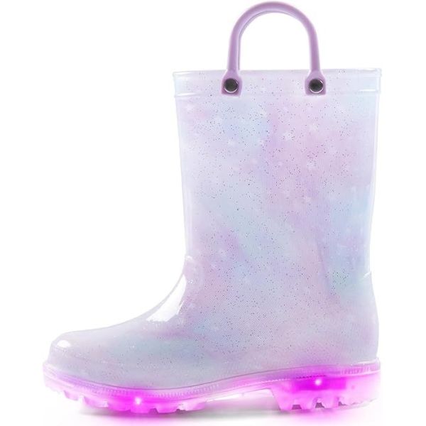 Bottes de pluie pour enfants en PVC fonctionnel avec lumières et poignées, logo OEM, taille personnalisée