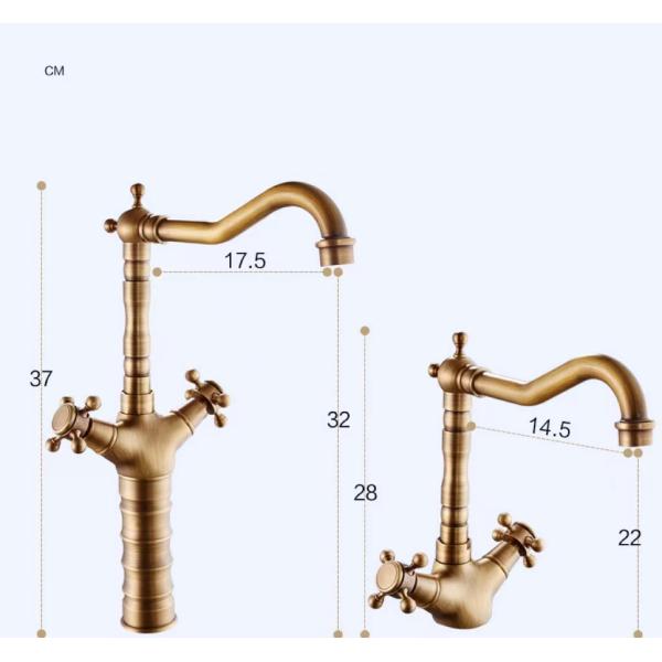 Electroplating Antique Brushed Brass Kitchen Tap Full Copper OEM for Bathroom Basin
