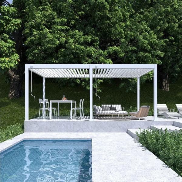 Outdoor waterproof electric luxury pergola opening roof shutters retractable aluminum