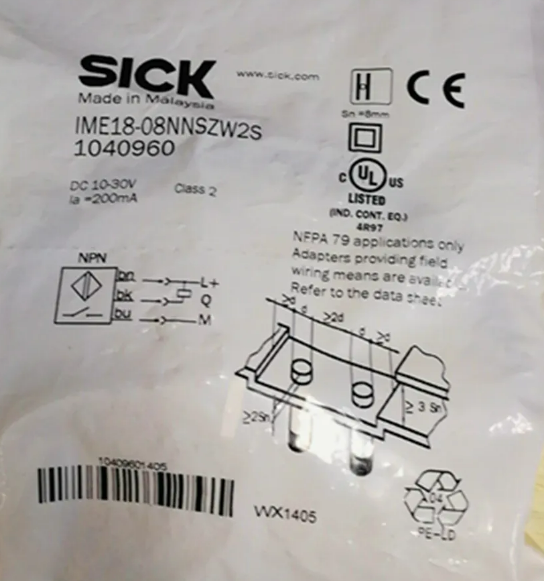 SICK IME18-08NNSZW2S Индуктивные датчики близости IME частота переключения 1000 Гц