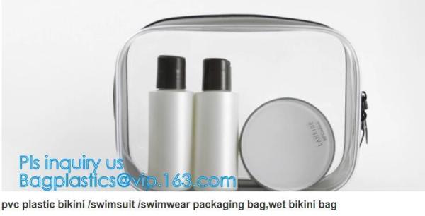 Custom personalized travel waterproof transparent clear pvc zipper toiletry bag, fashion travel clear PVC bag, HANDLE
