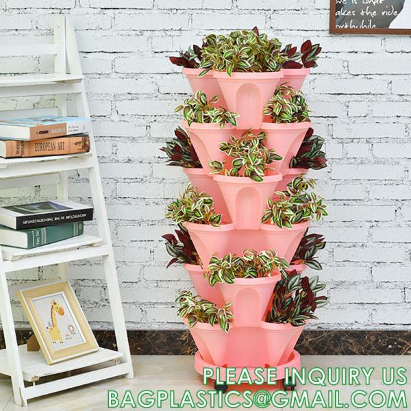 Stackable Planter, Vertical Garden Planter, Strawberry Planter, Indoor/Outdoor, 5 Tier Garden Tower, Herb Plant