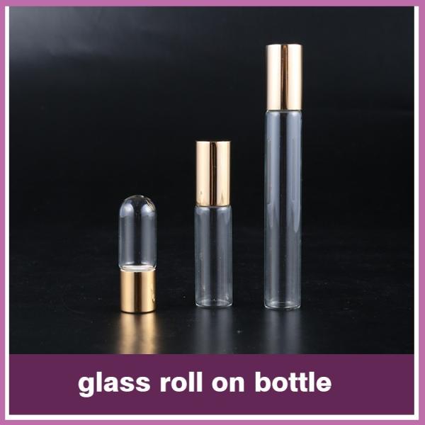 10ml transparent thick bottom glass roller metal ball bottle for perfume oil
