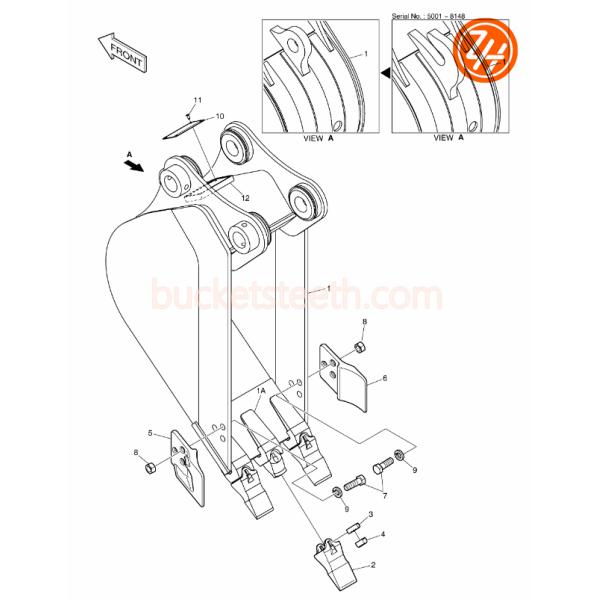 Coated Sand Casting 20mm Diagonal Side Cutter Doosan Replacement Parts