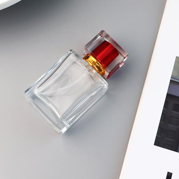 Spot Square Transparent Glass Perfume Bottle Acrylic Cover Spray Press Travel Separate Bottle Cosmetics Sample Bottle