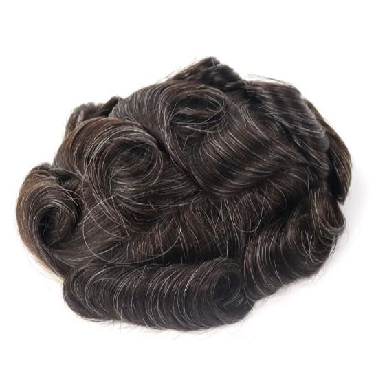 Mens Toupee Hairpiece Fine Mono Hair System Replacement Poly Skin Around with lace front Men Wig