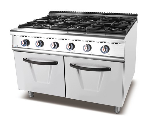 Газовая плита горелки газовой горелки 6 плиты кухни пола стоящая с шкафом