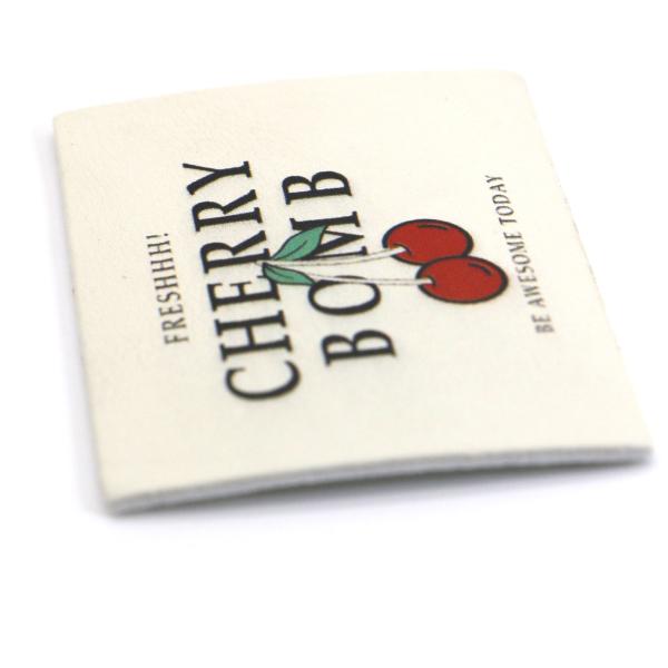 Printing White Leather Patch For Jeans Hat Clothes 6.5cm×4.5cm Size OEM